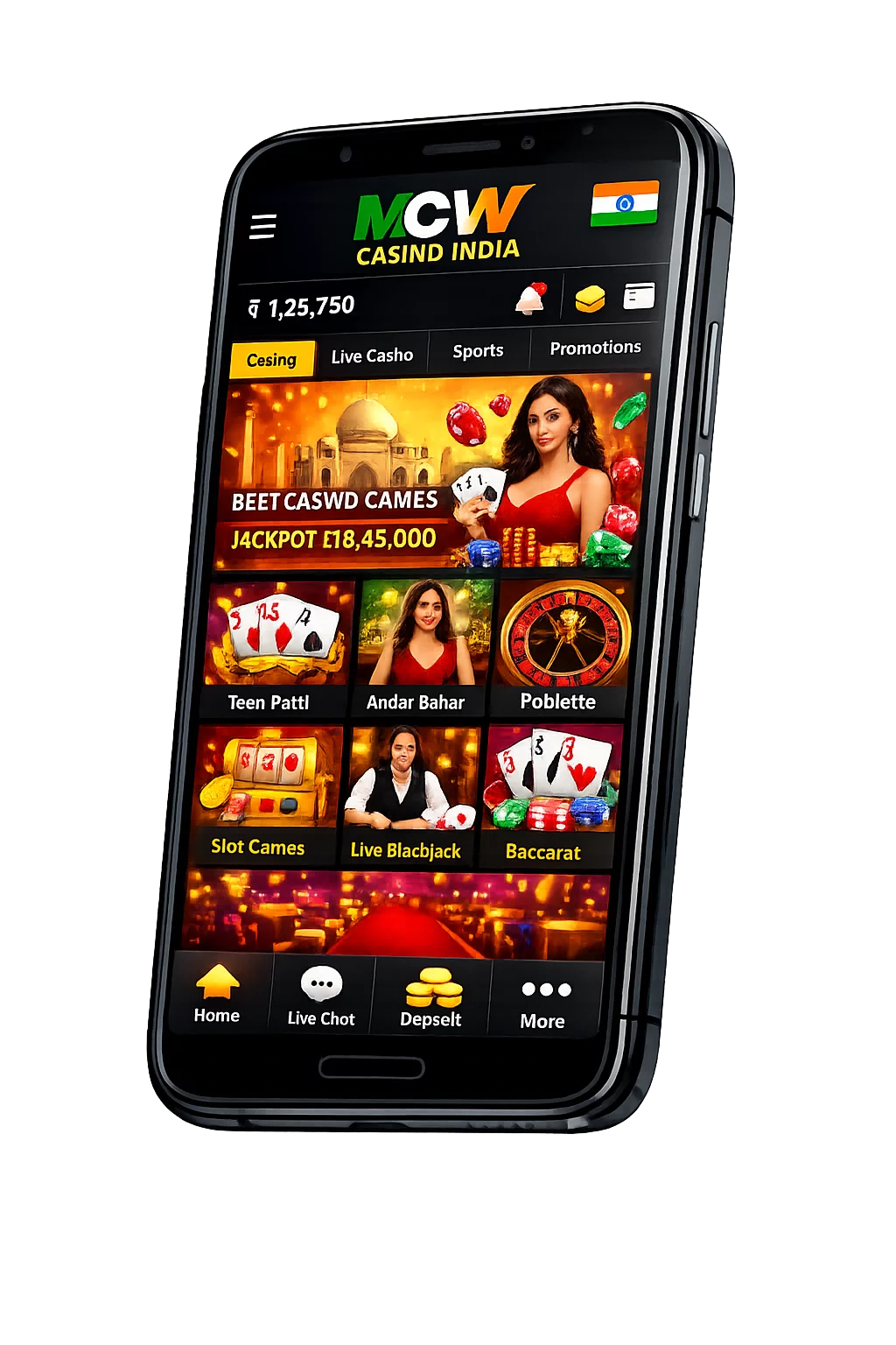 MCW Casino app interface preview